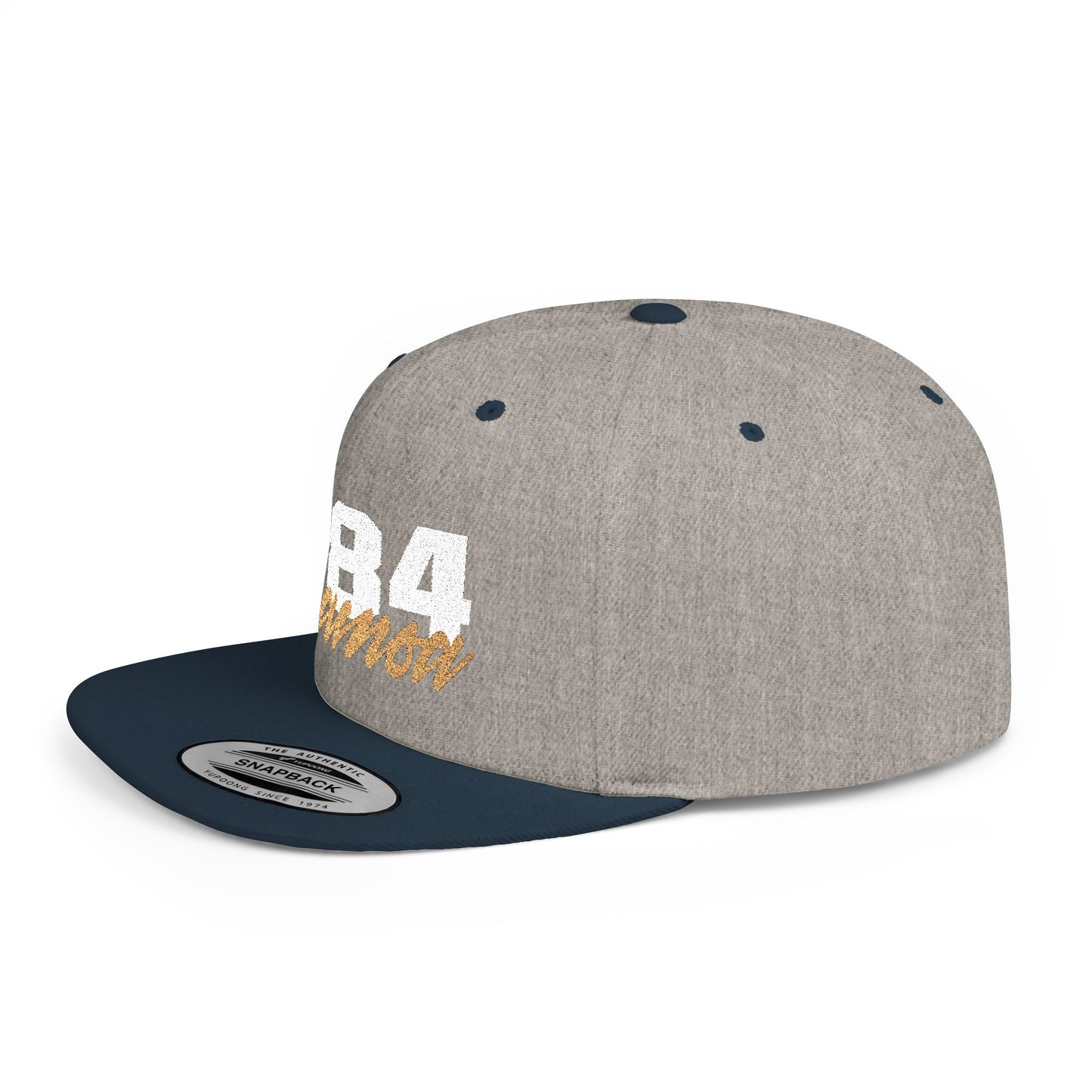 Flat Bill Snapback Hat - 684 Samoa - White & Gold Embroidery - AU/NZ/USA
