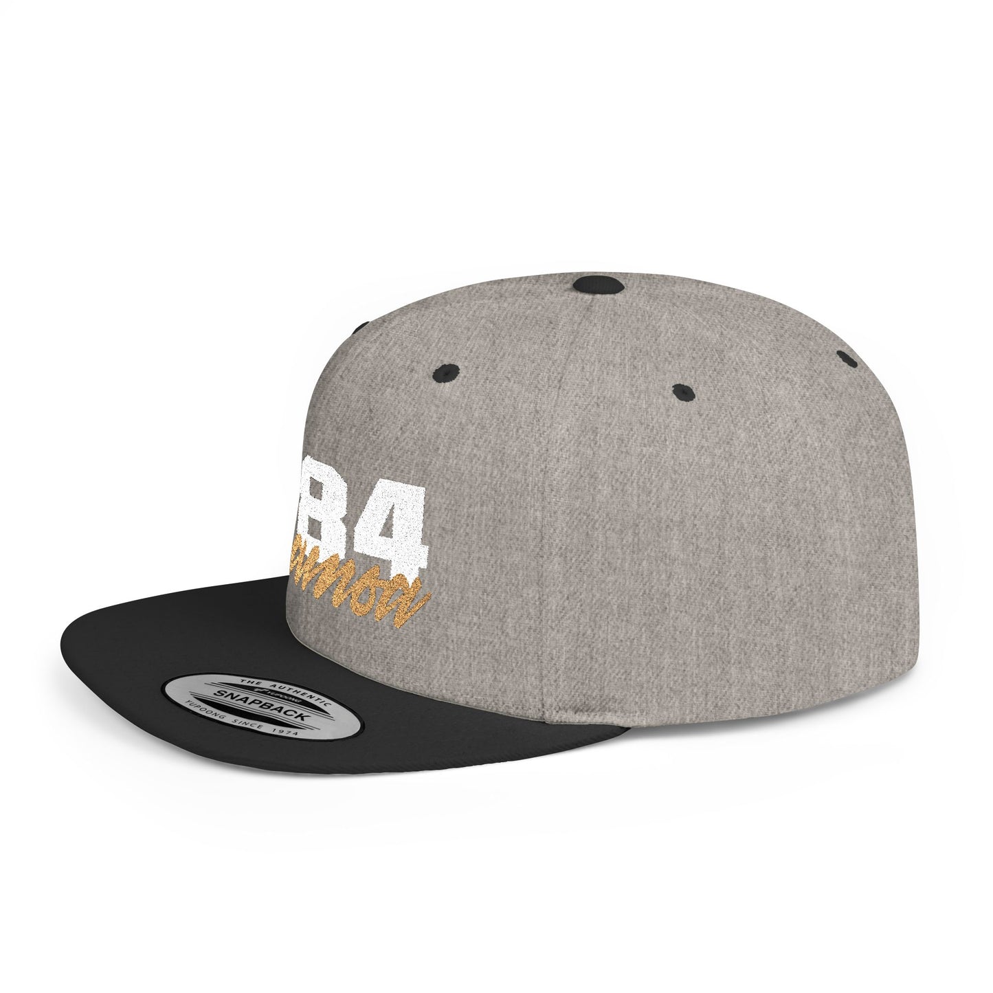 Flat Bill Snapback Hat - 684 Samoa - White & Gold Embroidery - AU/NZ/USA