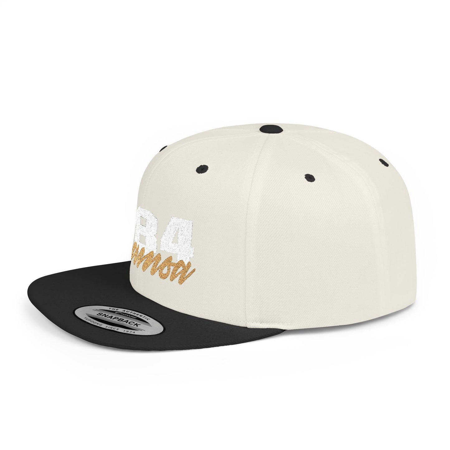 Flat Bill Snapback Hat - 684 Samoa - White & Gold Embroidery - AU/NZ/USA