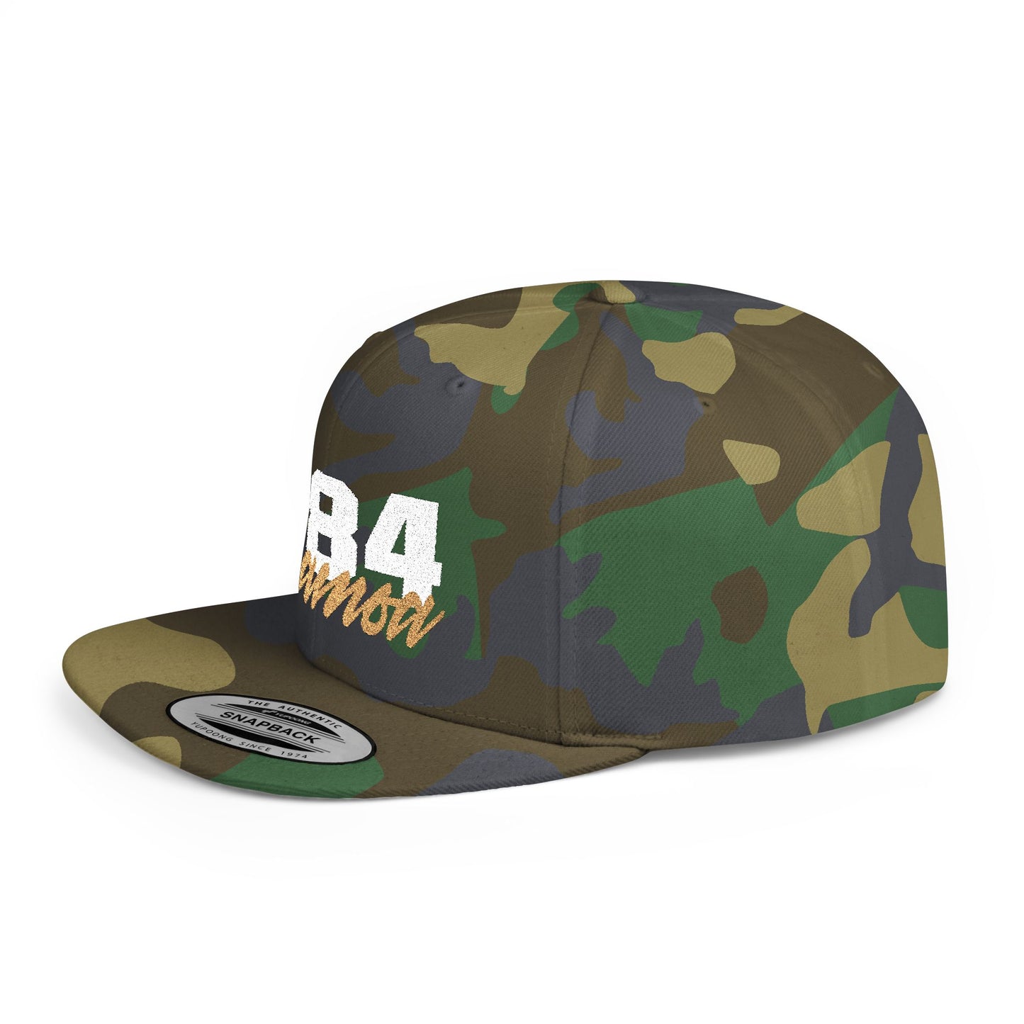 Flat Bill Snapback Hat - 684 Samoa - White & Gold Embroidery - AU/NZ/USA