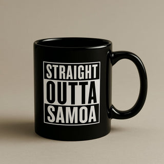 LimaLuxe™ 325ml Straight Outta Samoa mug, featuring a white ceramic mug with Samoa-themed design.