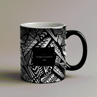 LimaLuxe™ heat reactive 11oz mug, showing a design that changes with heat, placed on a surface.