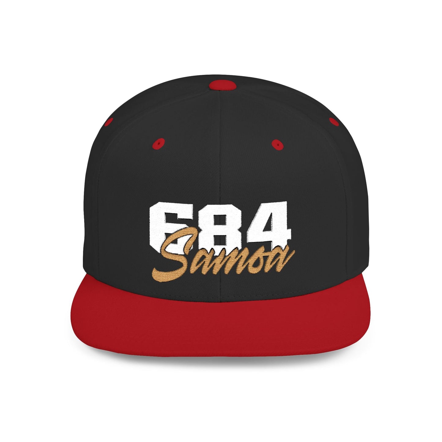 Flat Bill Snapback Hat - 684 Samoa - White & Gold Embroidery - AU/NZ/USA - The Koko Samoa