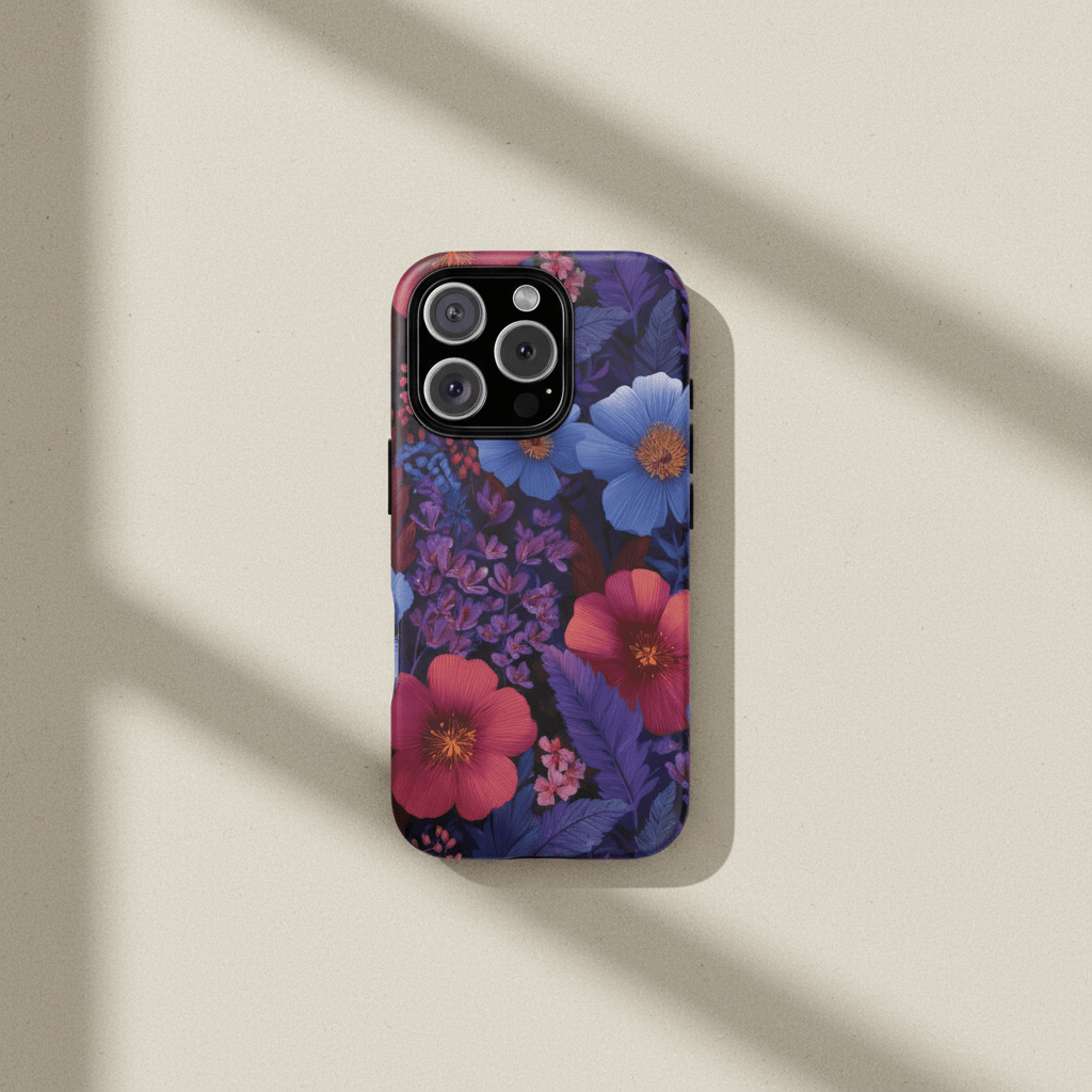 WOYC lavender Tropics tough phone case for iPhone, durable protective cover with tropical design for AU, NZ, and USA models.