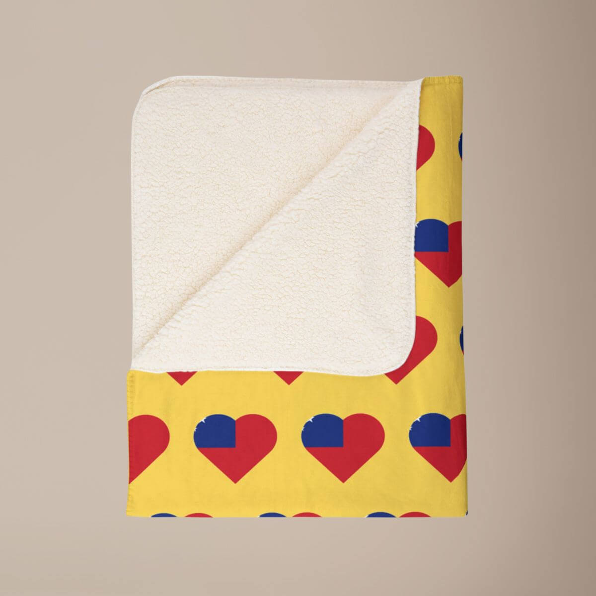 Beige fleece Sherpa blanket with Samoan flag design by Spoke, suitable for AU, NZ, and USA.