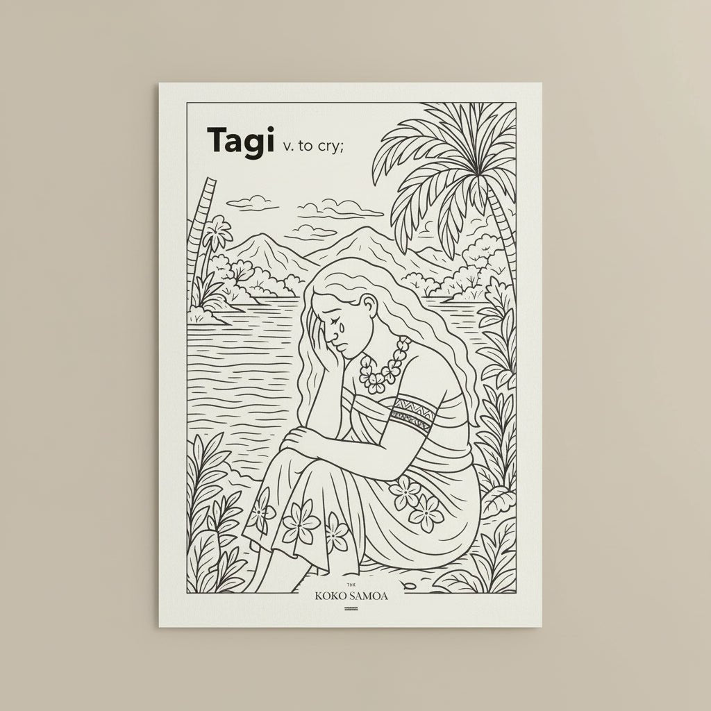 Downloadable Learn and Colour Sheet - Tagi - AU/NZ/USA - The Koko Samoa