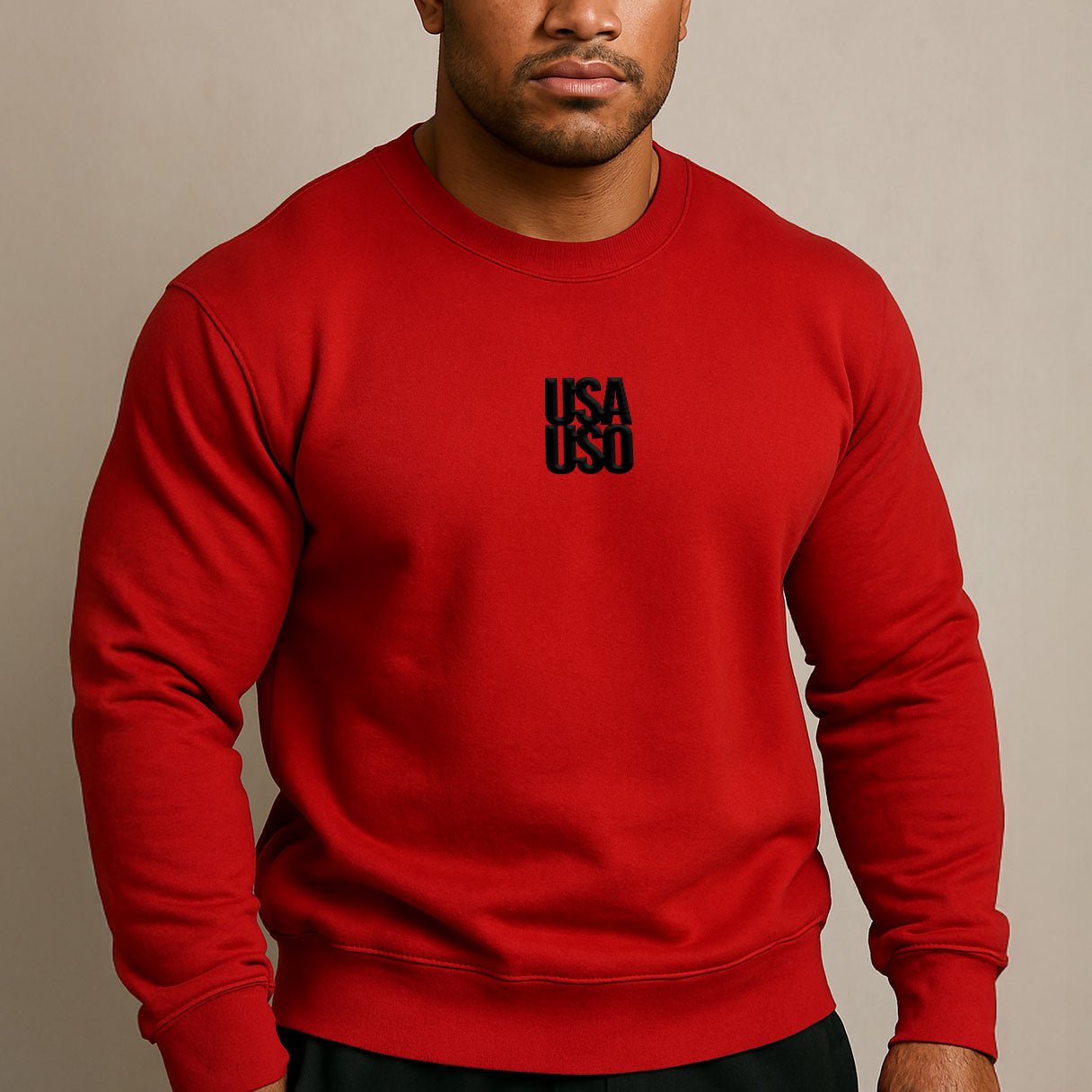 Unisex Heavy Blend Crewneck Sweatshirt — USA USO - Black Embroidered - AU/NZ/USA