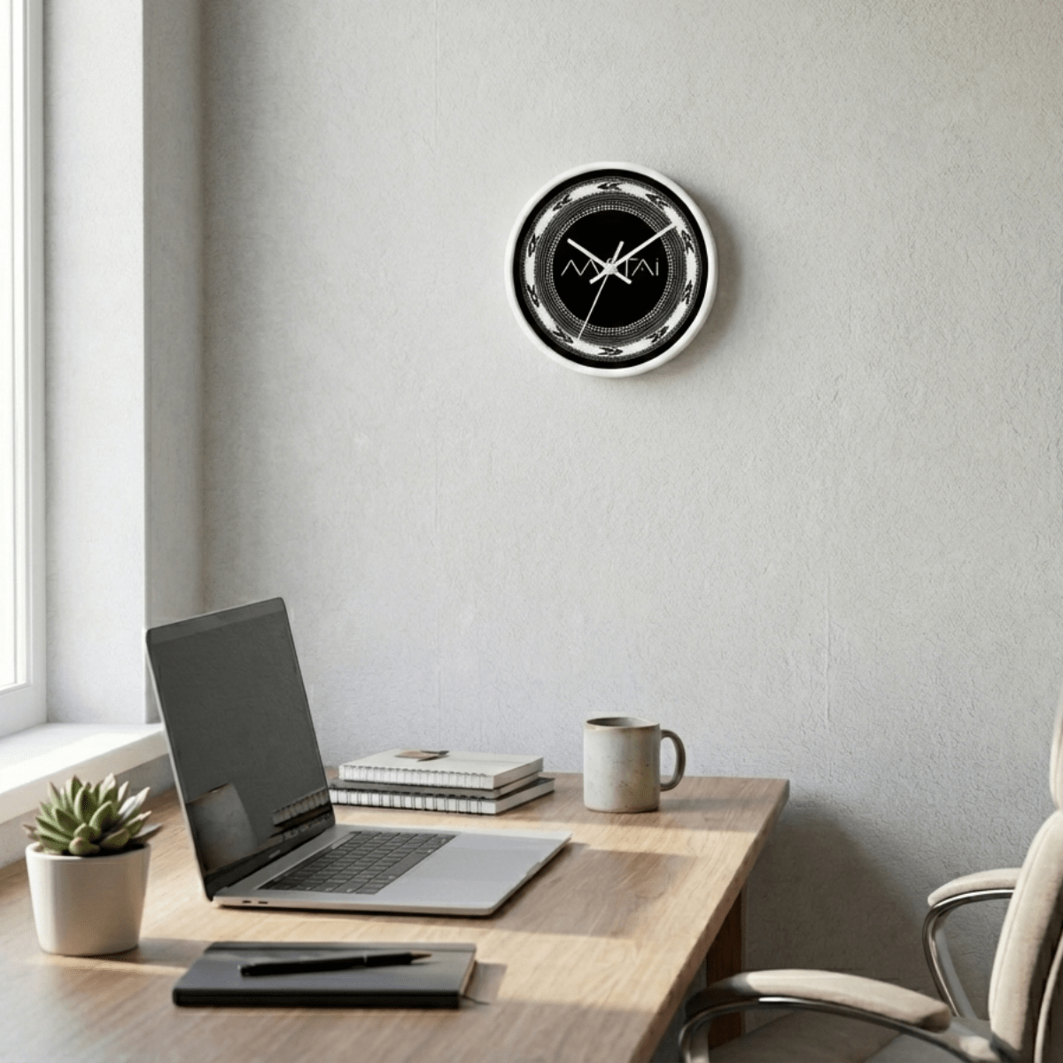 Decorative 10-inch Matai wall clock, featuring a stylish home decor design in natural wood finish.