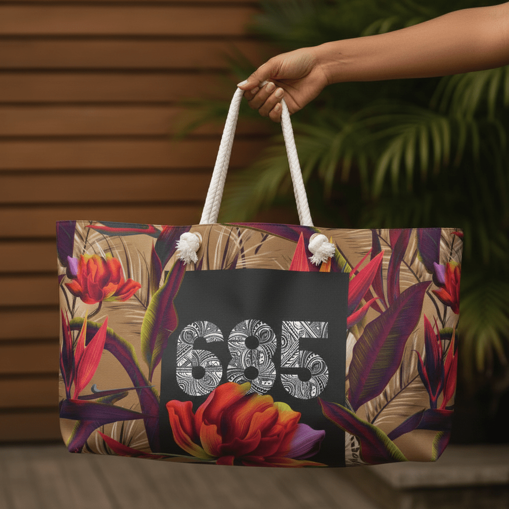 Tote Weekender Bag 685 Paradise with tropical design, durable fabric, and spacious interior for travel and daily use.