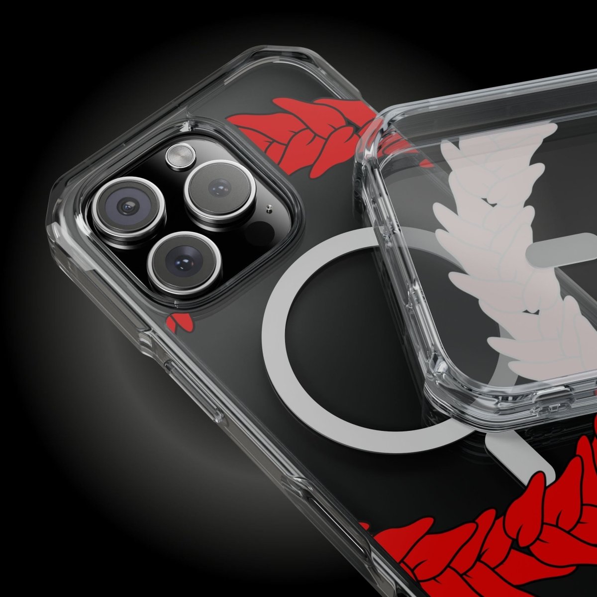 WOYC PasifikaOne MagSafe clear phone case for iPhone 16 featuring Ula Fala design, transparent protective cover for MagSafe compatibility