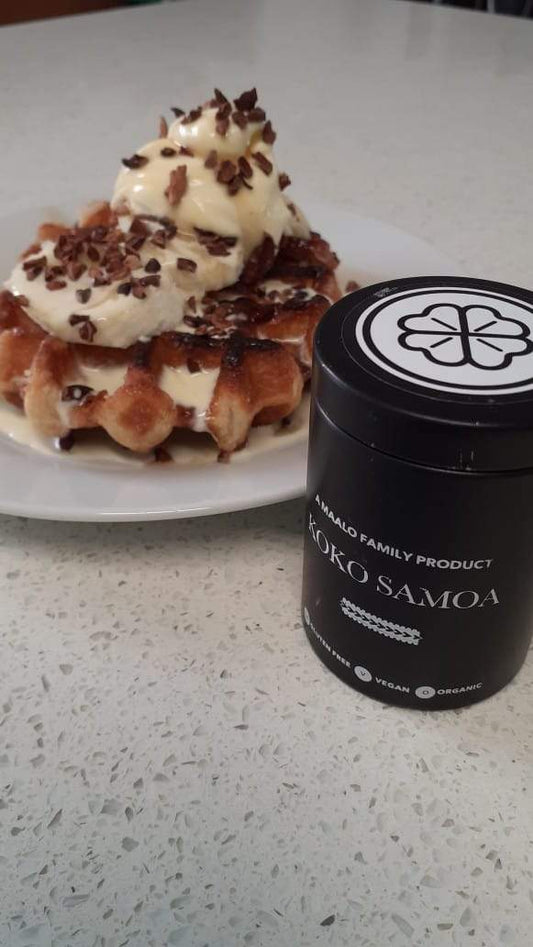 Cacao Nib Banana Waffles Recipe - The Koko Samoa