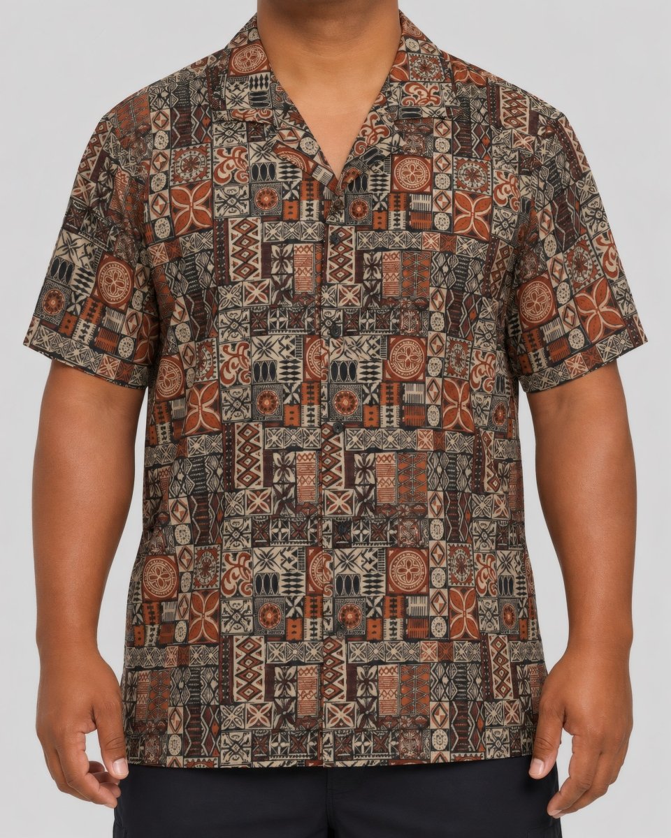 Hawaiian camp shirt in the Elei print