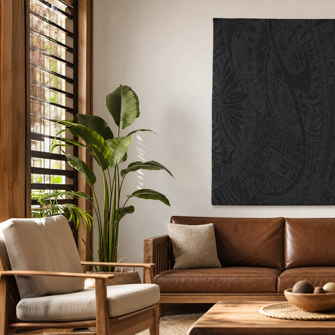 Woven Wall Tapestry - Warrior, Samoan Warrior print woven tapestry