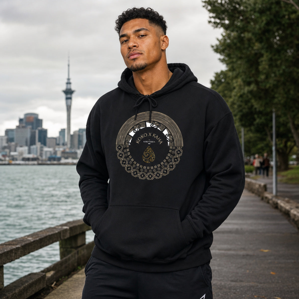 Island Hoodie™ Aotearoa Samoa hoodie by The Print Bar featuring a vibrant, Polynesian-inspired design on soft fabric.