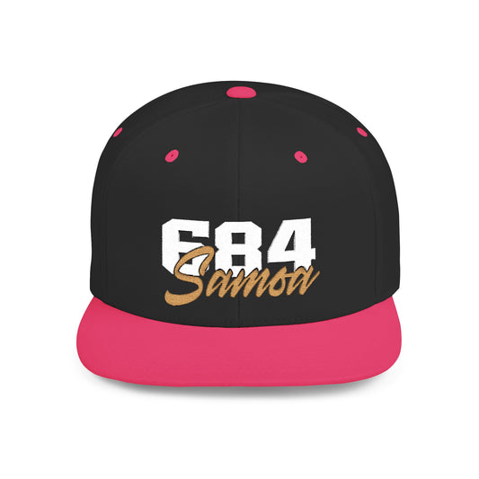 Flat Bill Snapback Hat - 684 Samoa - White & Gold Embroidery - AU/NZ/USA