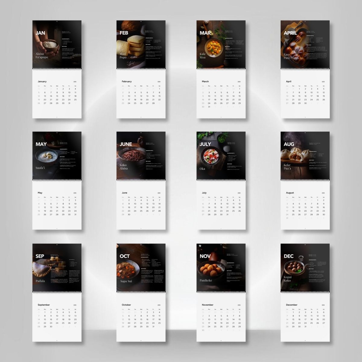 2025 Kitchen Calendar - Samoan Recipes - AU/NZ - The Koko Samoa