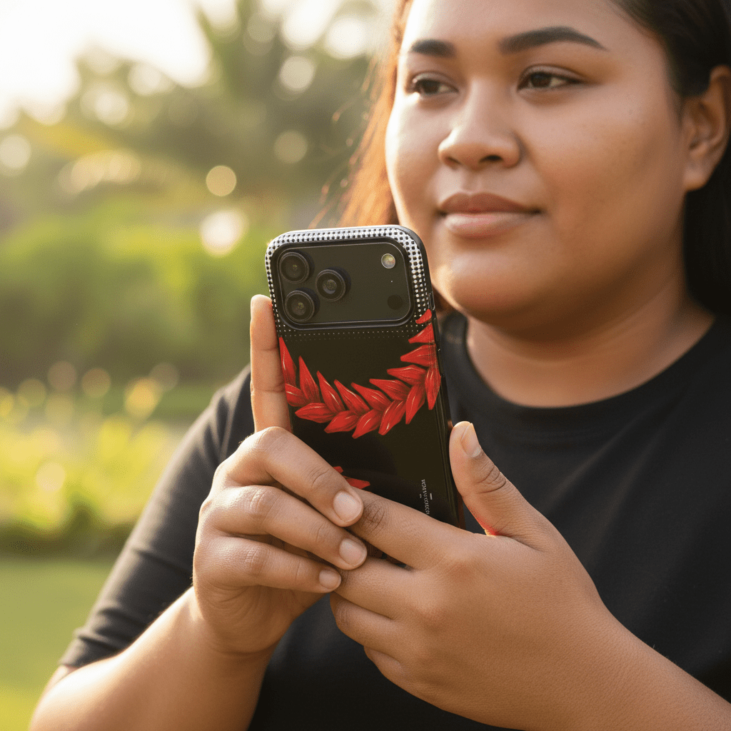 WOYC Tough Phone Case Ula Fala for AU/NZ/USA fits iPhone with rugged design and shockproof features, shown in black with textured surface.
