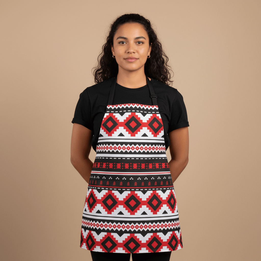Colorway tribal print apron featuring bold patterns, perfect for cooking or gardening, suitable for AU, NZ, and USA markets.