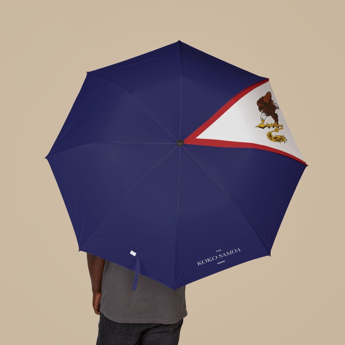 PasifikaOne umbrella featuring American Samoan flag design, 48-inch (122cm) size, with vibrant flag details.