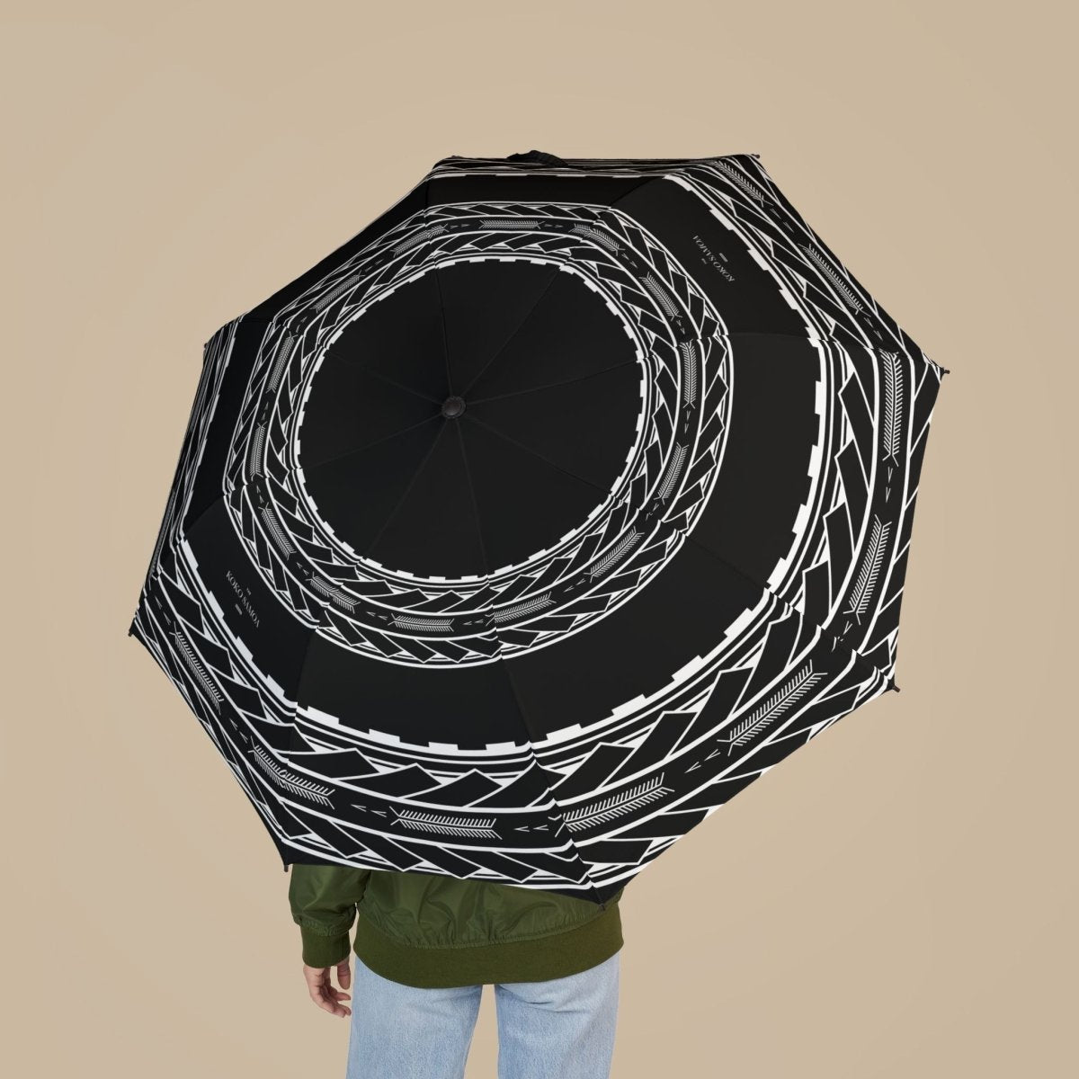 Artsadd PasifikaOne umbrella with Samoan arrows design, 48-inch (122cm) size, featuring vibrant Polynesian-inspired patterns.