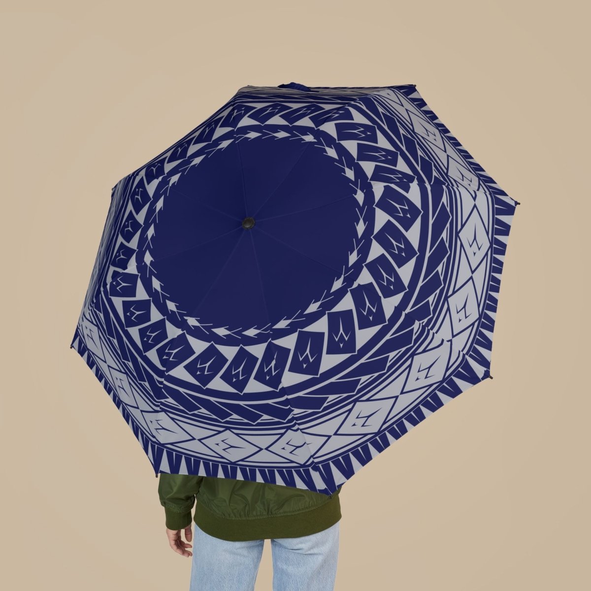 Artsadd PasifikaOne umbrella featuring Samoan spear design, 48-inch (122cm) large waterproof umbrella for AU/NZ.