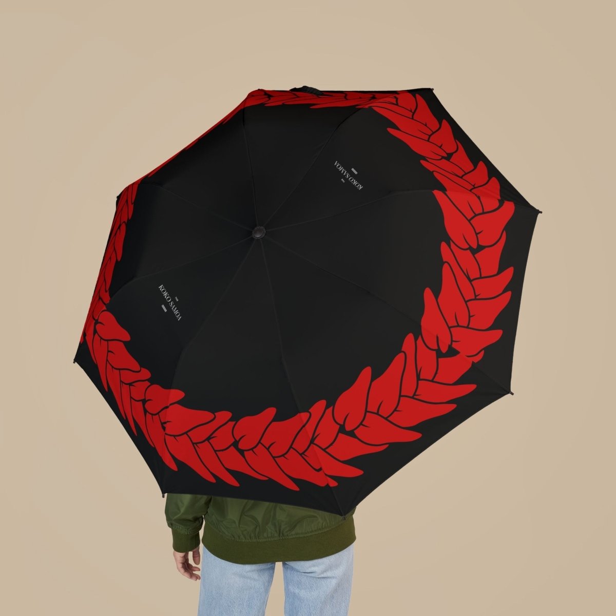 Artsadd PasifikaOne Umbrella, 48-inch size with Ula Fala design, featuring vibrant Polynesian patterns in a durable umbrellas.