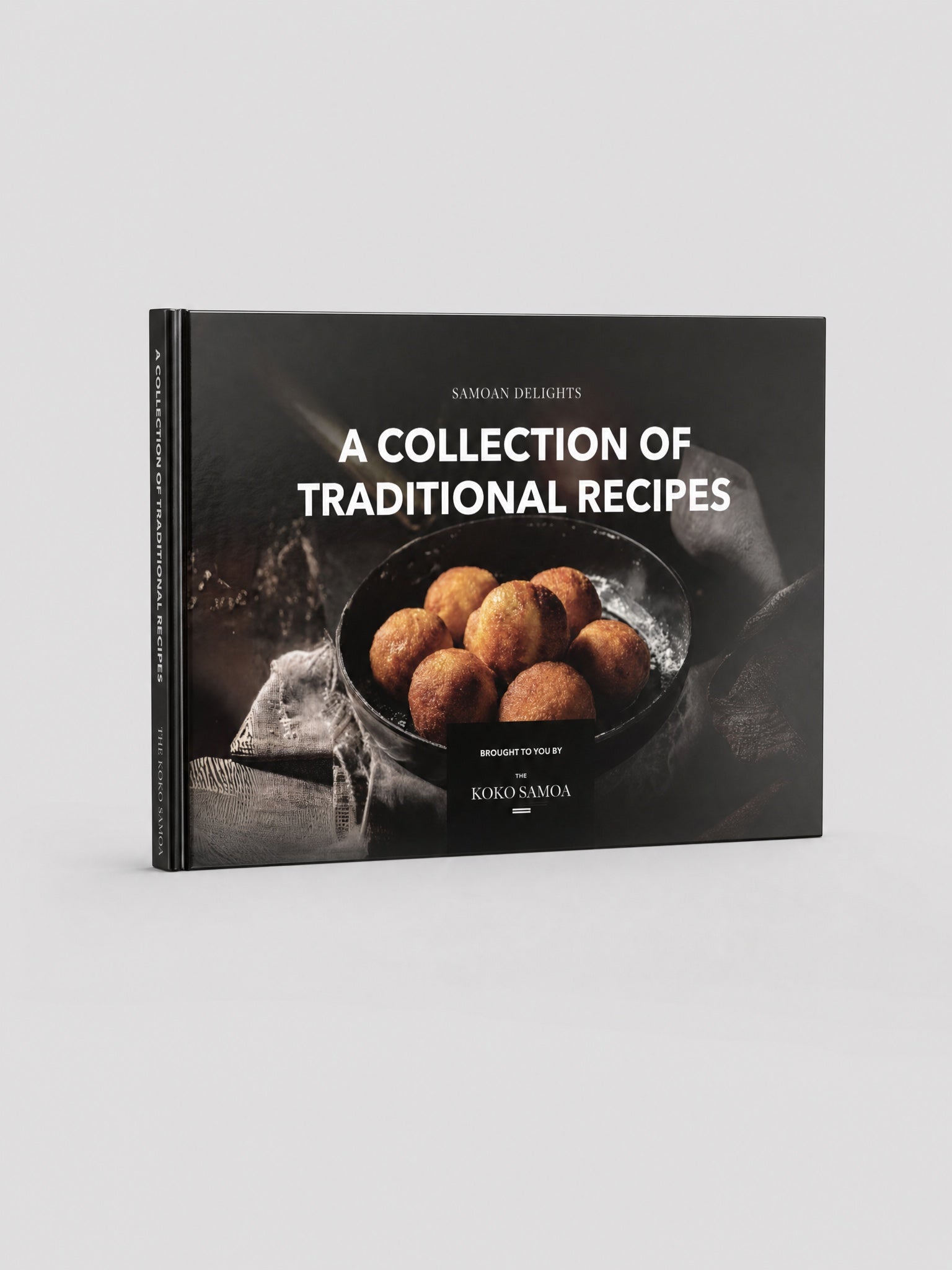 Hardcover - Samoan Delights: 24 Samoan Recipes Cookbook on a light grey studio background