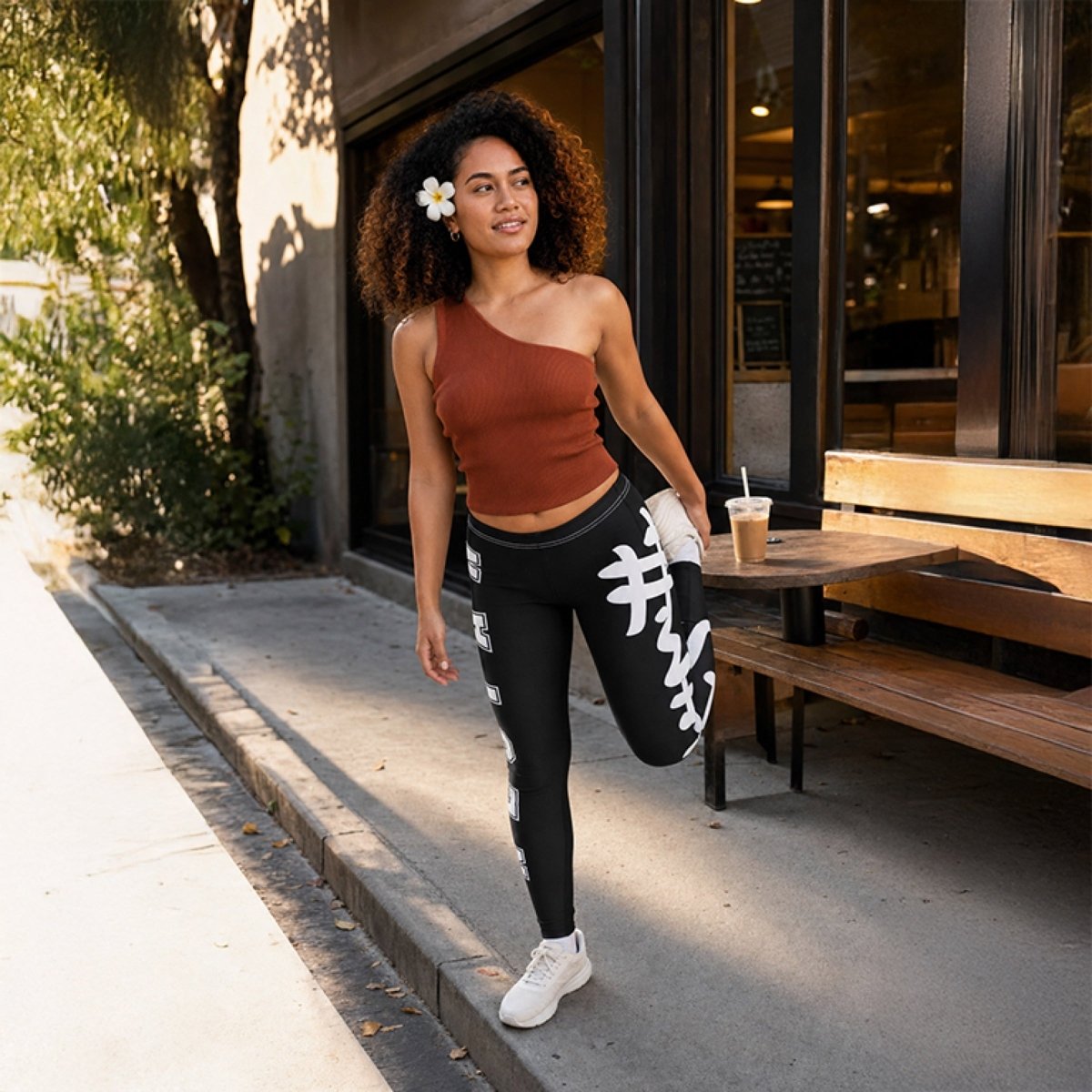 Mid-rise casual leggings by MWW On Demand featuring Nesian Strength design, comfortable fit, and versatile style.