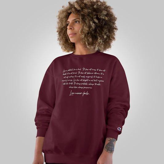 Champion Unisex Sweatshirt - Love Never Fails - Valentine's Edition - AU/NZ/USA - The Koko Samoa