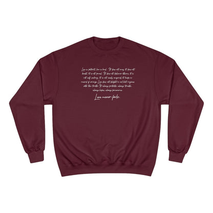 Champion Unisex Sweatshirt - Love Never Fails - Valentine's Edition - AU/NZ/USA - The Koko Samoa