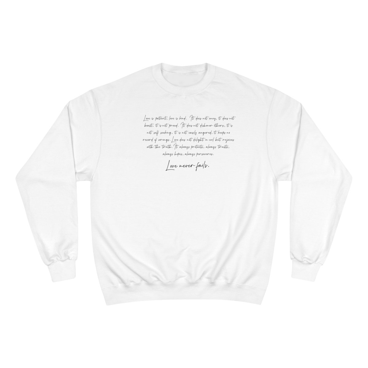 Champion Unisex Sweatshirt - Love Never Fails - Valentine's Edition - AU/NZ/USA - The Koko Samoa