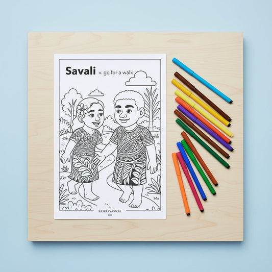 Downloadable Learn and Colour Sheet - Savali - AU/NZ/USA - The Koko Samoa