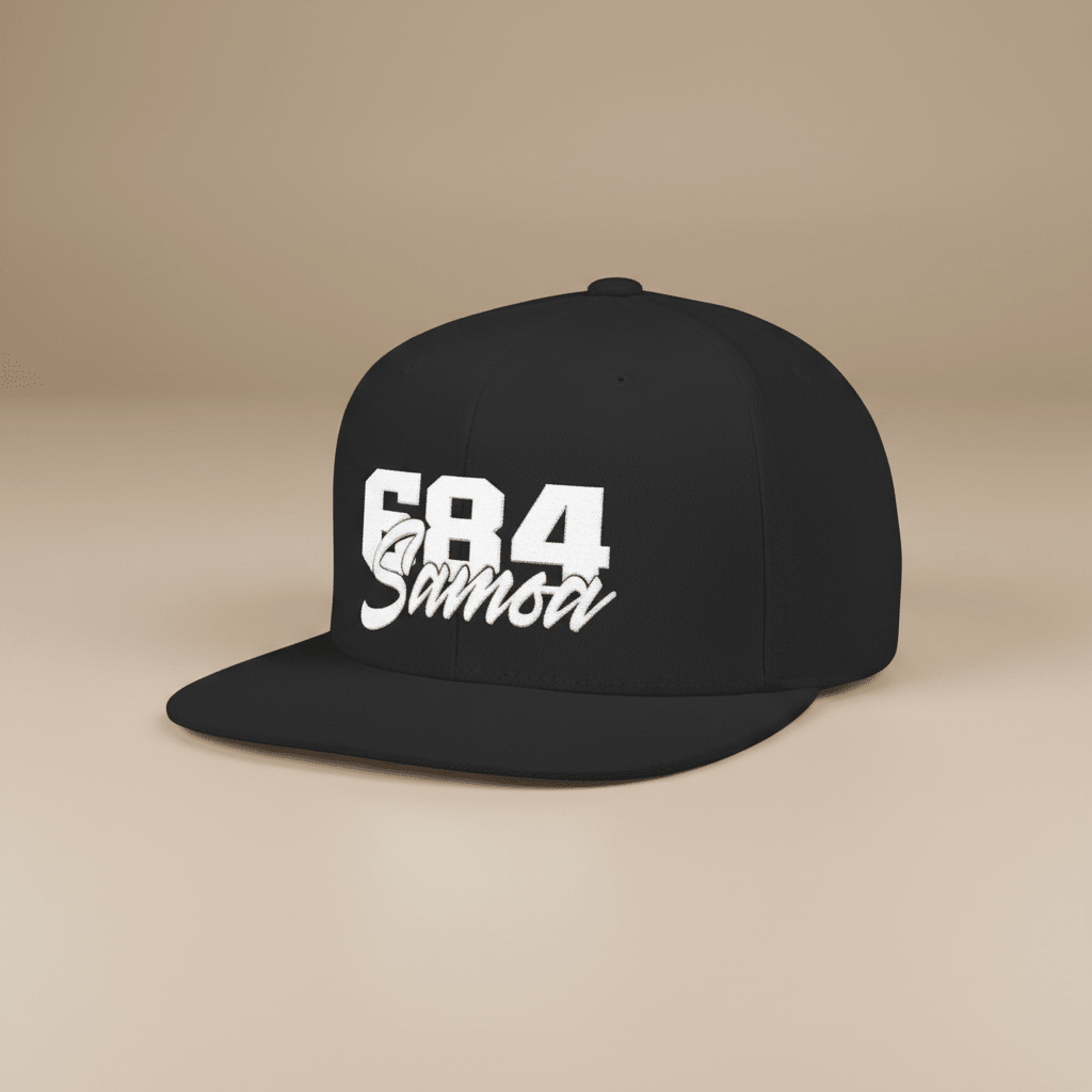 Flat Bill Snapback Hat - 684 Samoa - Black Embroidery - AU/NZ/USA - The Koko Samoa