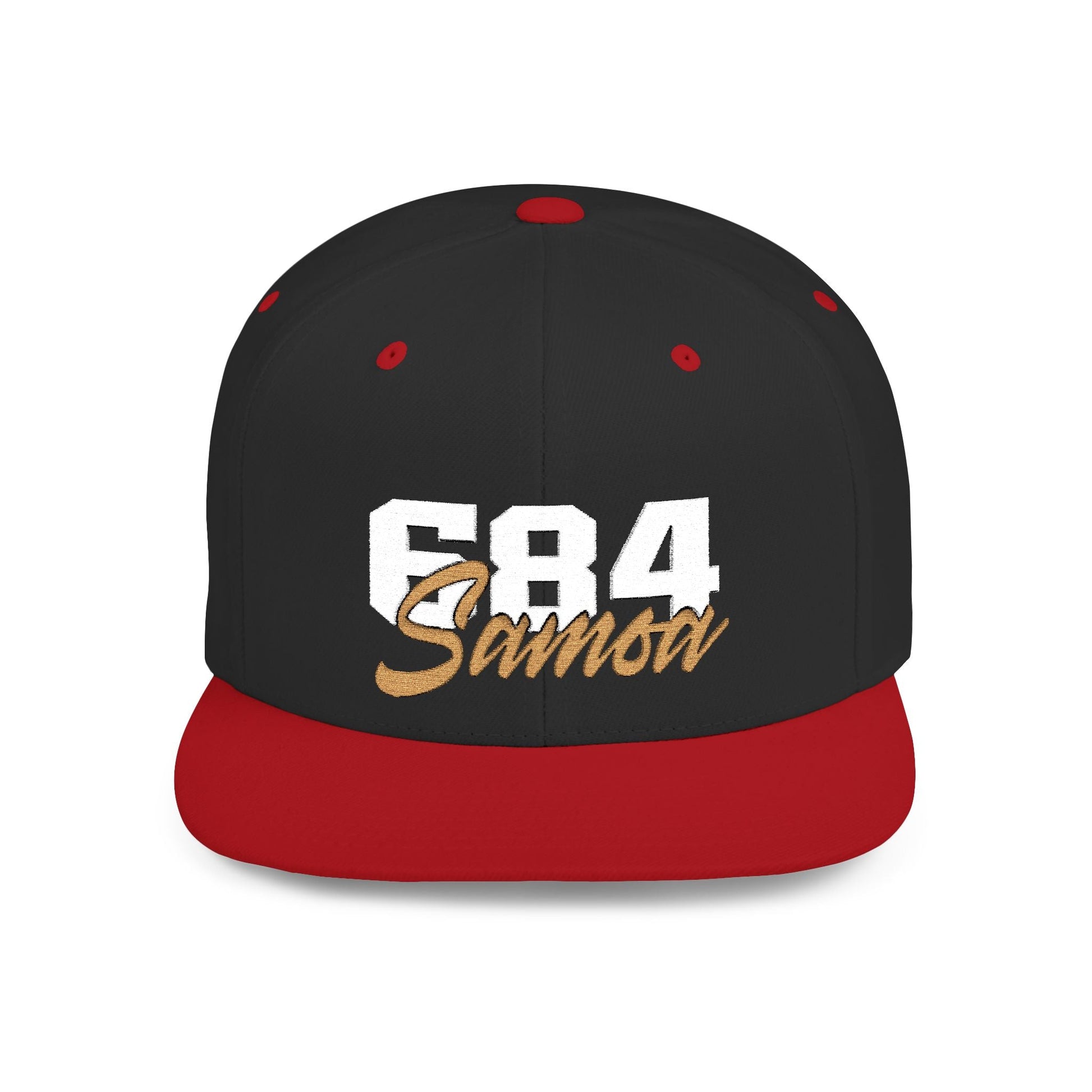 Flat Bill Snapback Hat - 684 Samoa - White & Gold Embroidery - AU/NZ/USA - The Koko Samoa