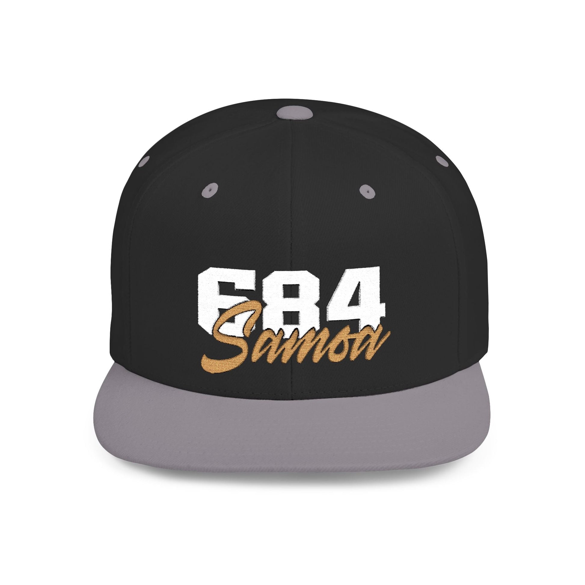 Flat Bill Snapback Hat - 684 Samoa - White & Gold Embroidery - AU/NZ/USA - The Koko Samoa