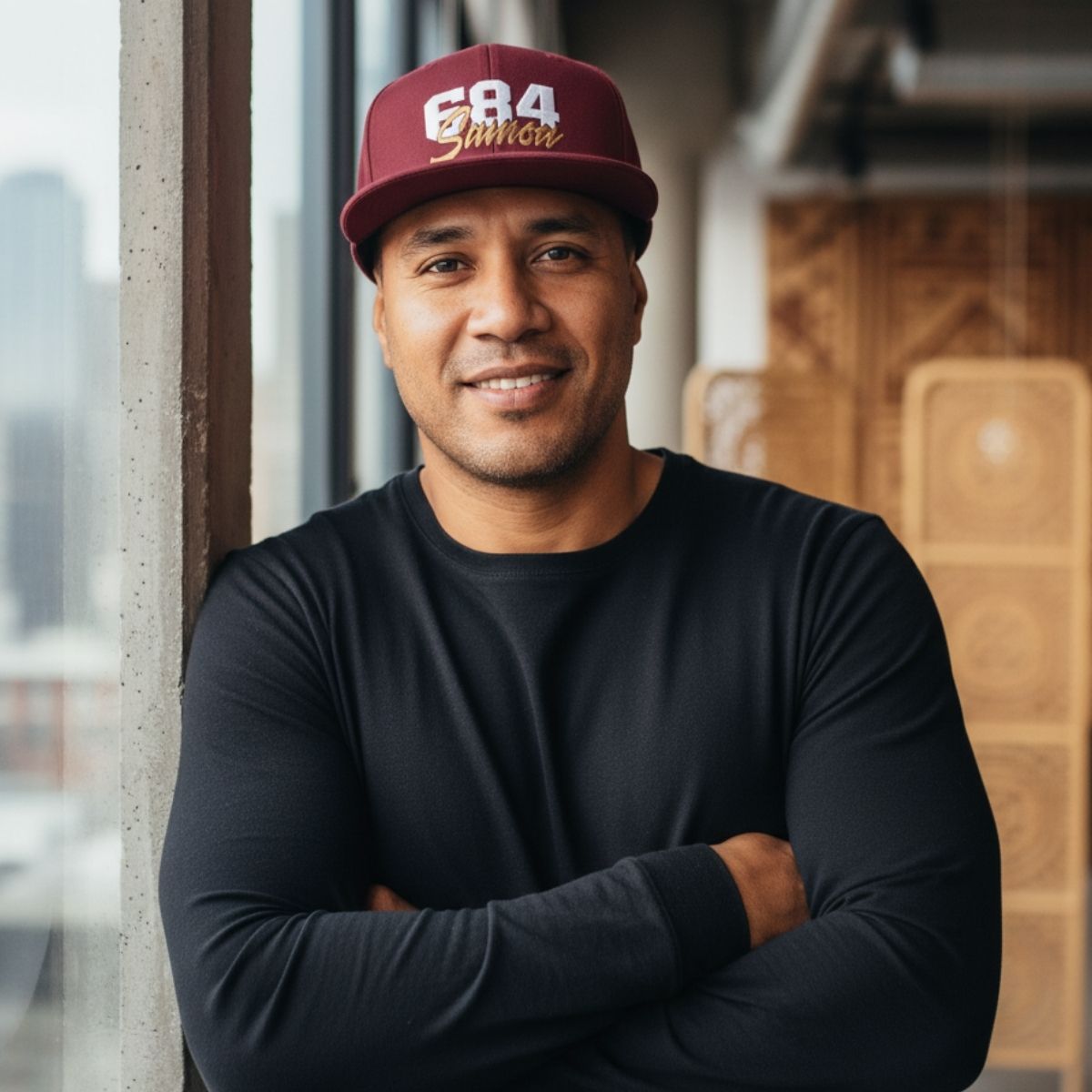 Flat Bill Snapback Hat - 684 Samoa - White & Gold Embroidery - AU/NZ/USA - The Koko Samoa