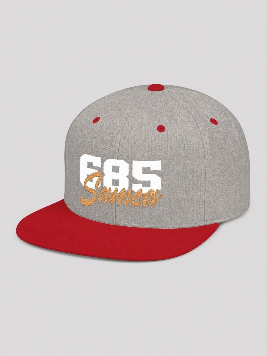 Flat Bill Snapback Hat - 685 Samoa - White & Gold Embroidery - AU/NZ/USA - The Koko Samoa
