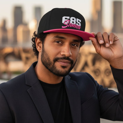 Flat Bill Snapback Hat - 685 Samoa - White & Neon Pink Embroidery - AU/NZ/USA - The Koko Samoa