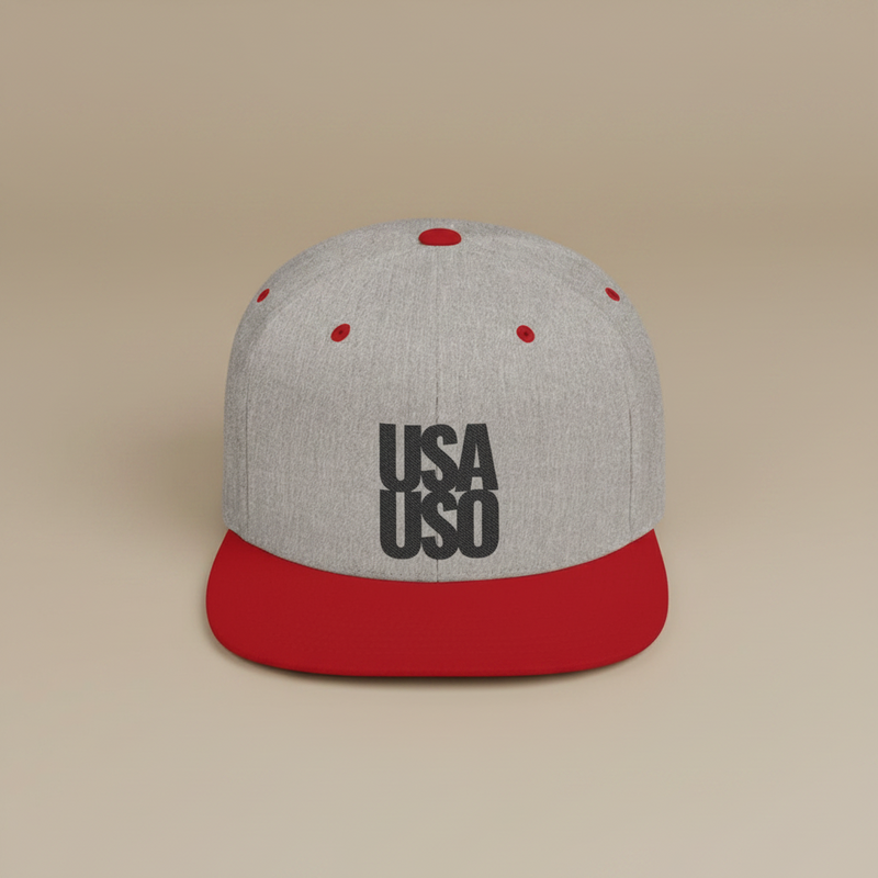 Flat Bill Snapback Hat - USAUSO - Black Embroidery - AU/NZ/USA