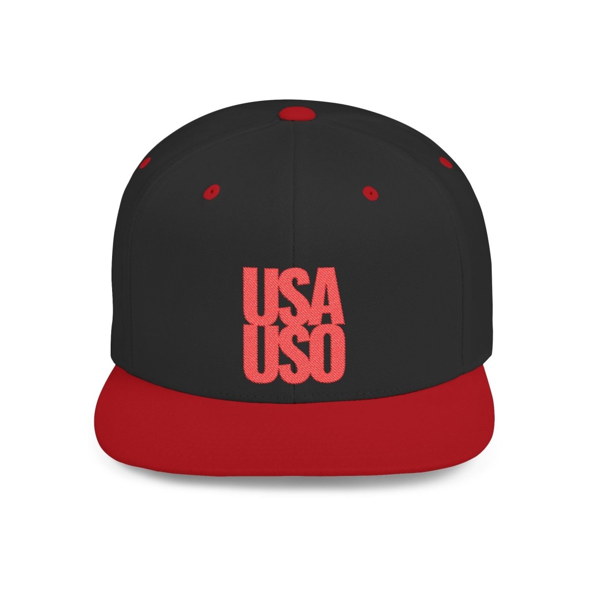 Flat Bill Snapback Hat - USAUSO - Red Embroidery - AU/NZ/USA - The Koko Samoa