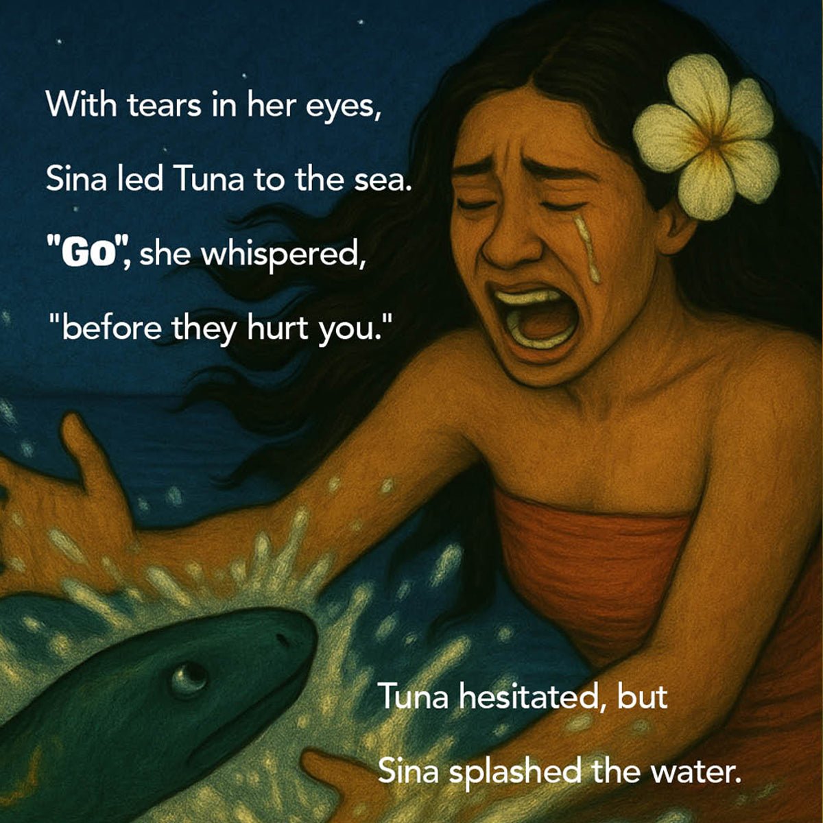 E-Book titled "Sina and The Eel" by The Koko Samoa, featuring a colorful cover illustration for AU/NZ/USA audiences.