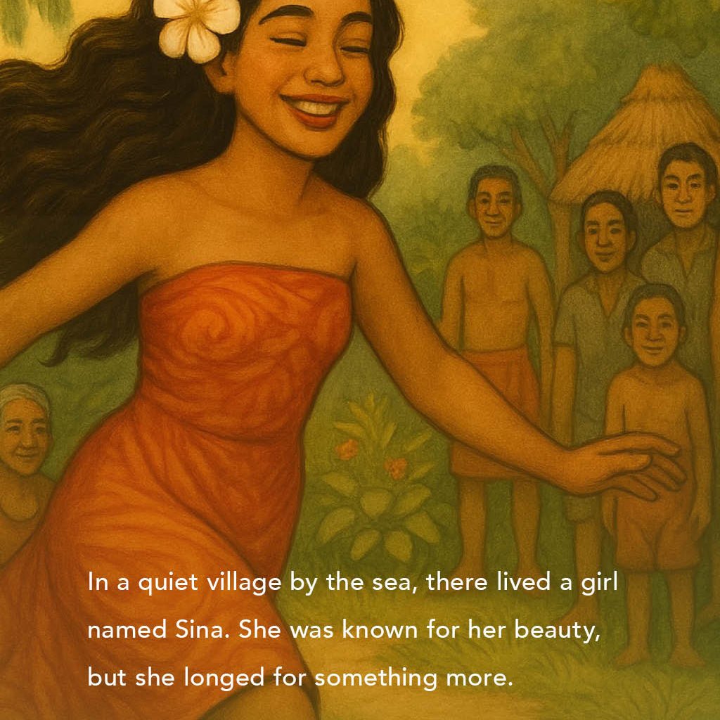 E-Book cover for "Sina and The Eel" by The Koko Samoa, featuring colorful illustrations of Sina and an eel.