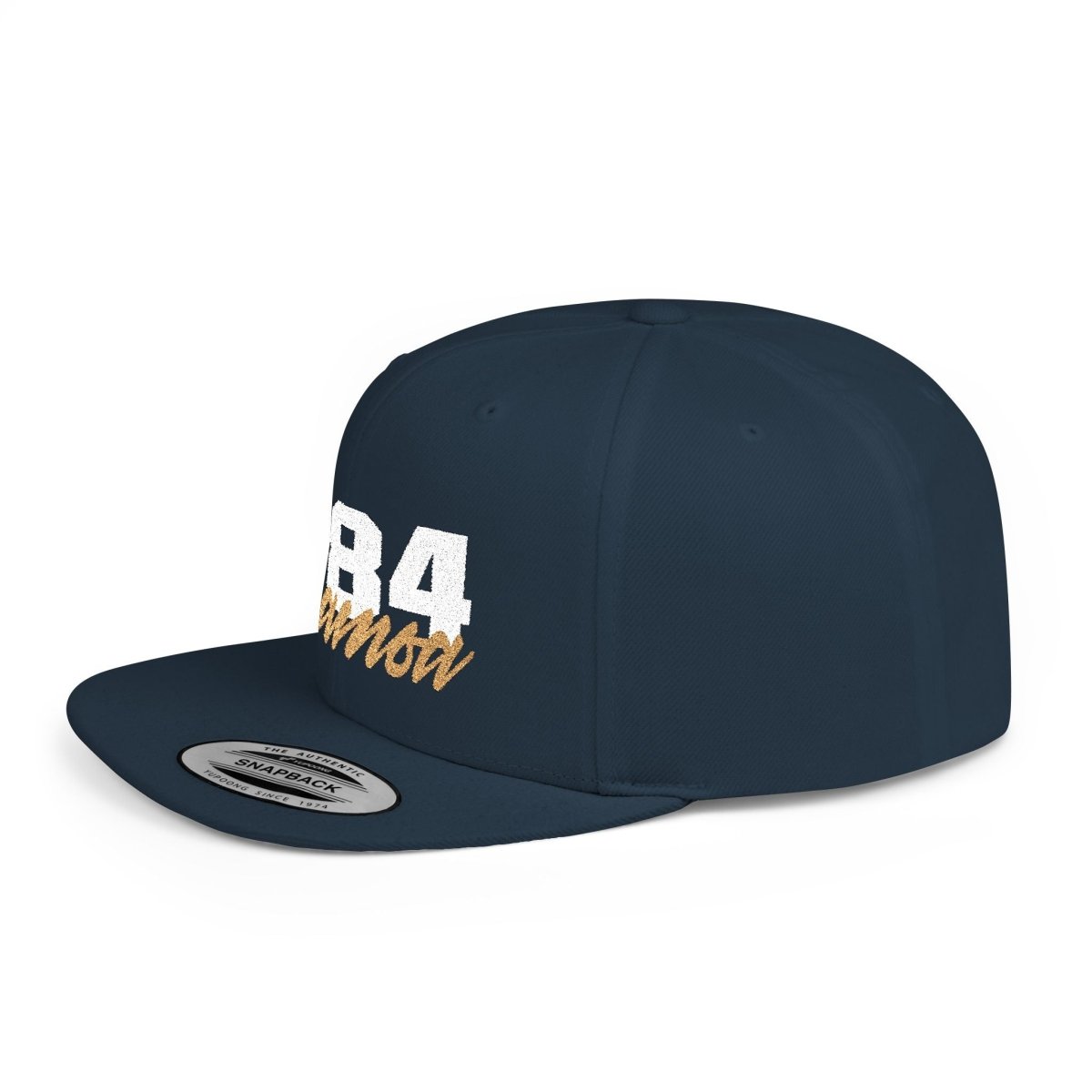 Fulfill Engine flat bill snapback hat with white and gold Samoa embroidery, black adjustable cap, one size fits most, AU/NZ/USA style