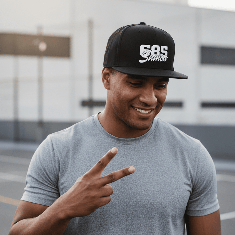 Flat Bill Snapback Hat - 685 Samoa - White Embroidery - AU/NZ/USA - The Koko Samoa