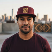 Flat Bill Snapback Hat — USA USO - Gold Embroidery - AU/NZ/USA - The Koko Samoa
