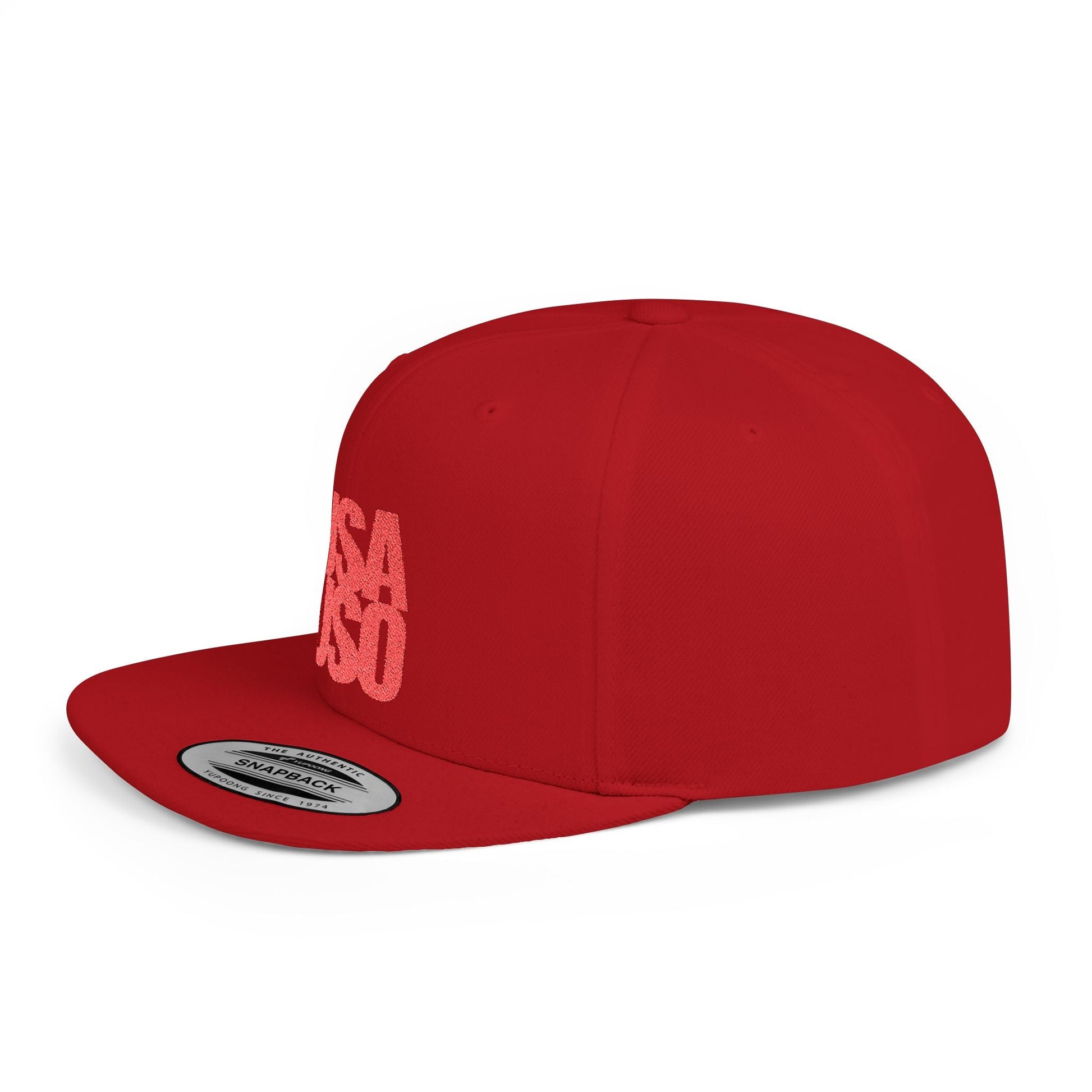 Black flat bill snapback hat by Fulfill Engine with red USA USO embroidery, one size fits all, featuring a classic design.