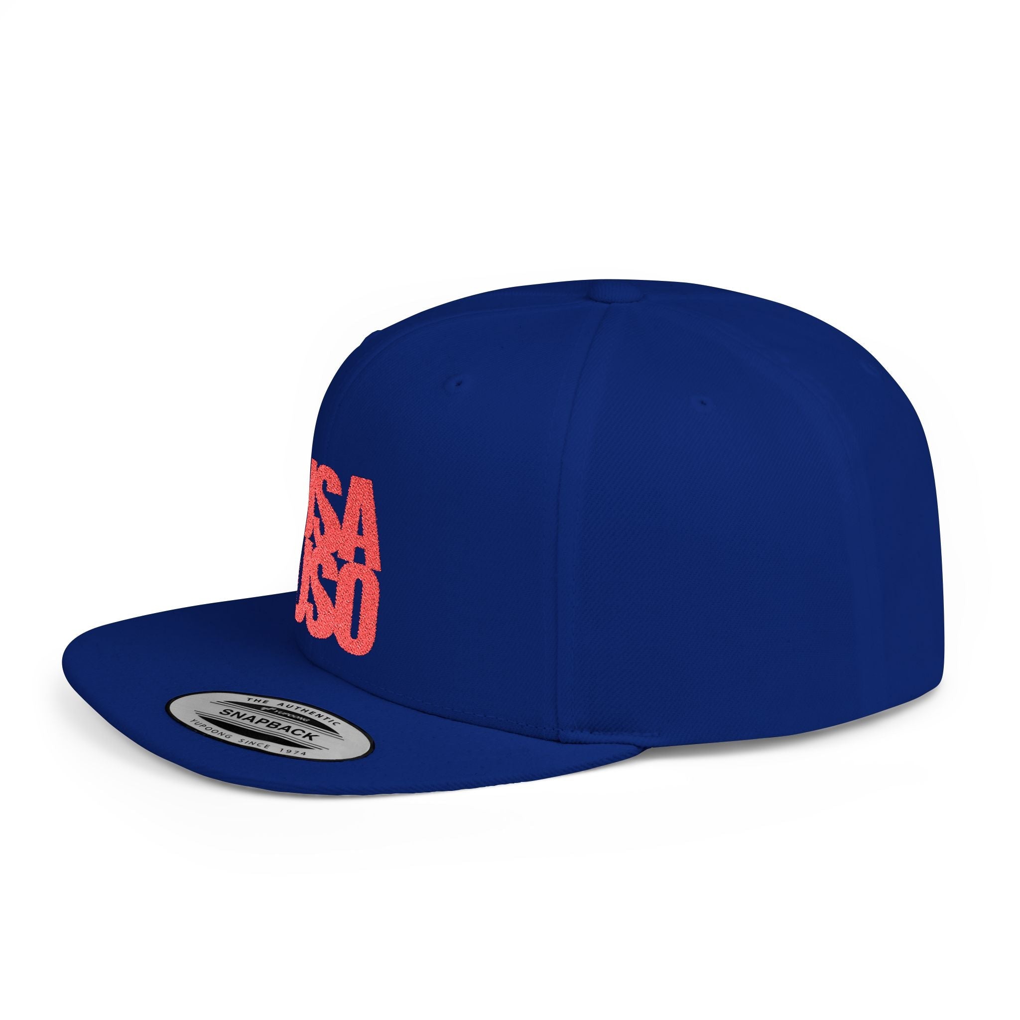 Black flat bill snapback hat by Fulfill Engine with red USA USO embroidery, featuring a structured design and adjustable fit.