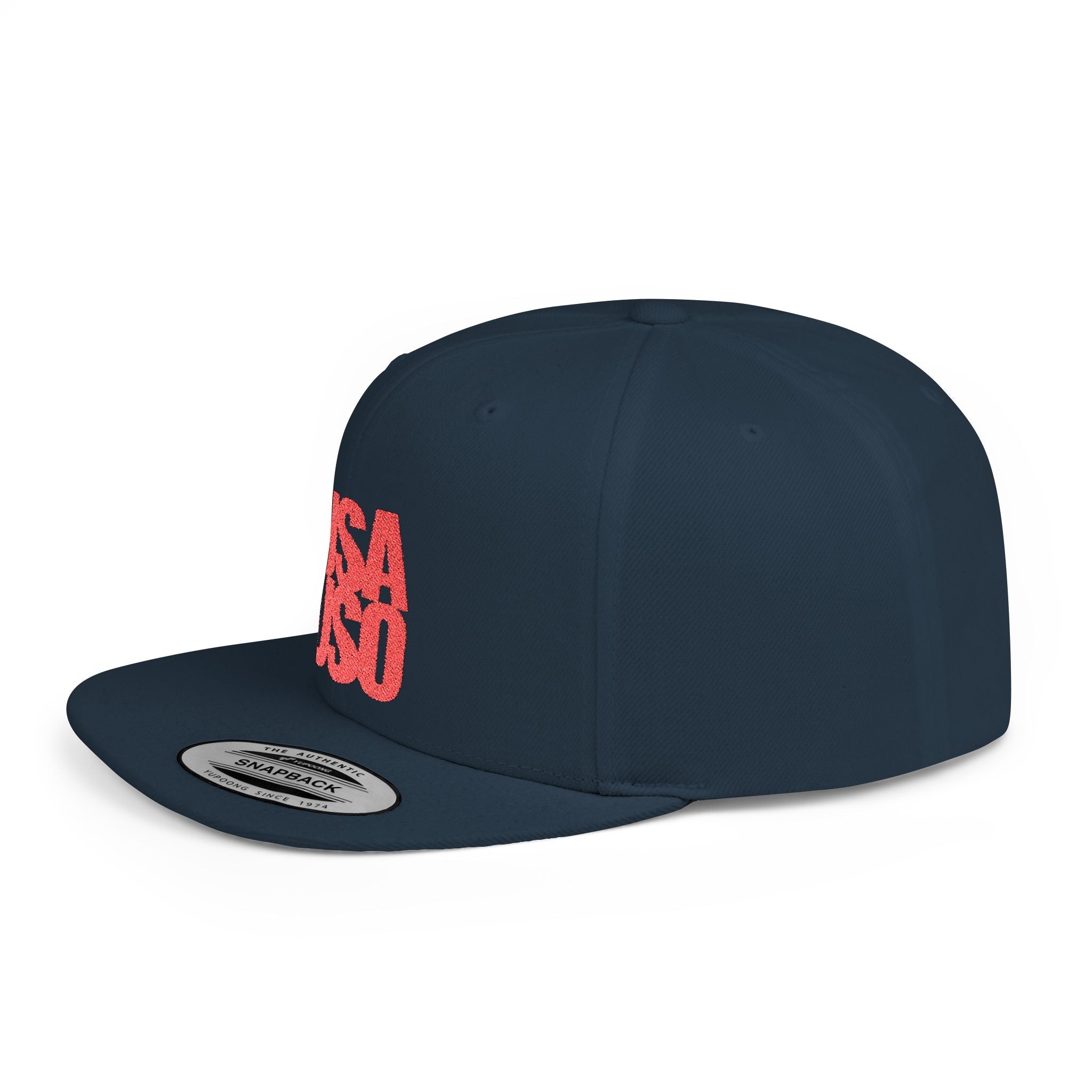 Fulfill Engine flat bill snapback hat with red USA USO embroidery, black color, one size, stylish and casual headwear.