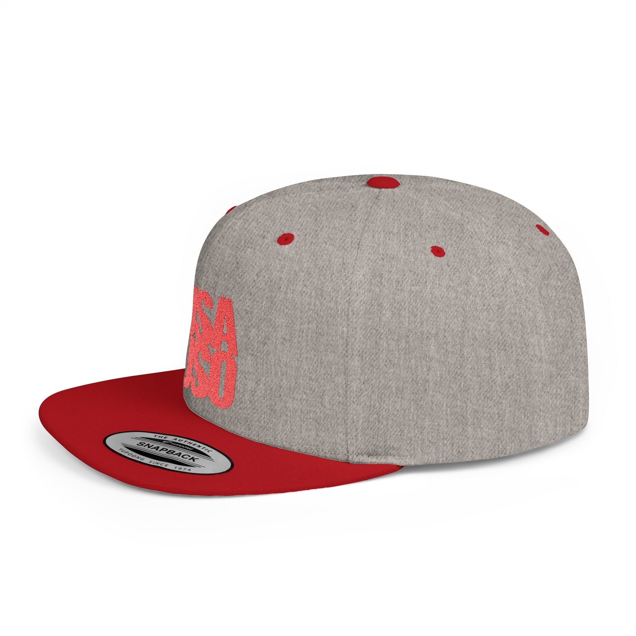 Black flat bill snapback hat by Fulfill Engine with red USA USO embroidery, featuring a classic design and adjustable fit.