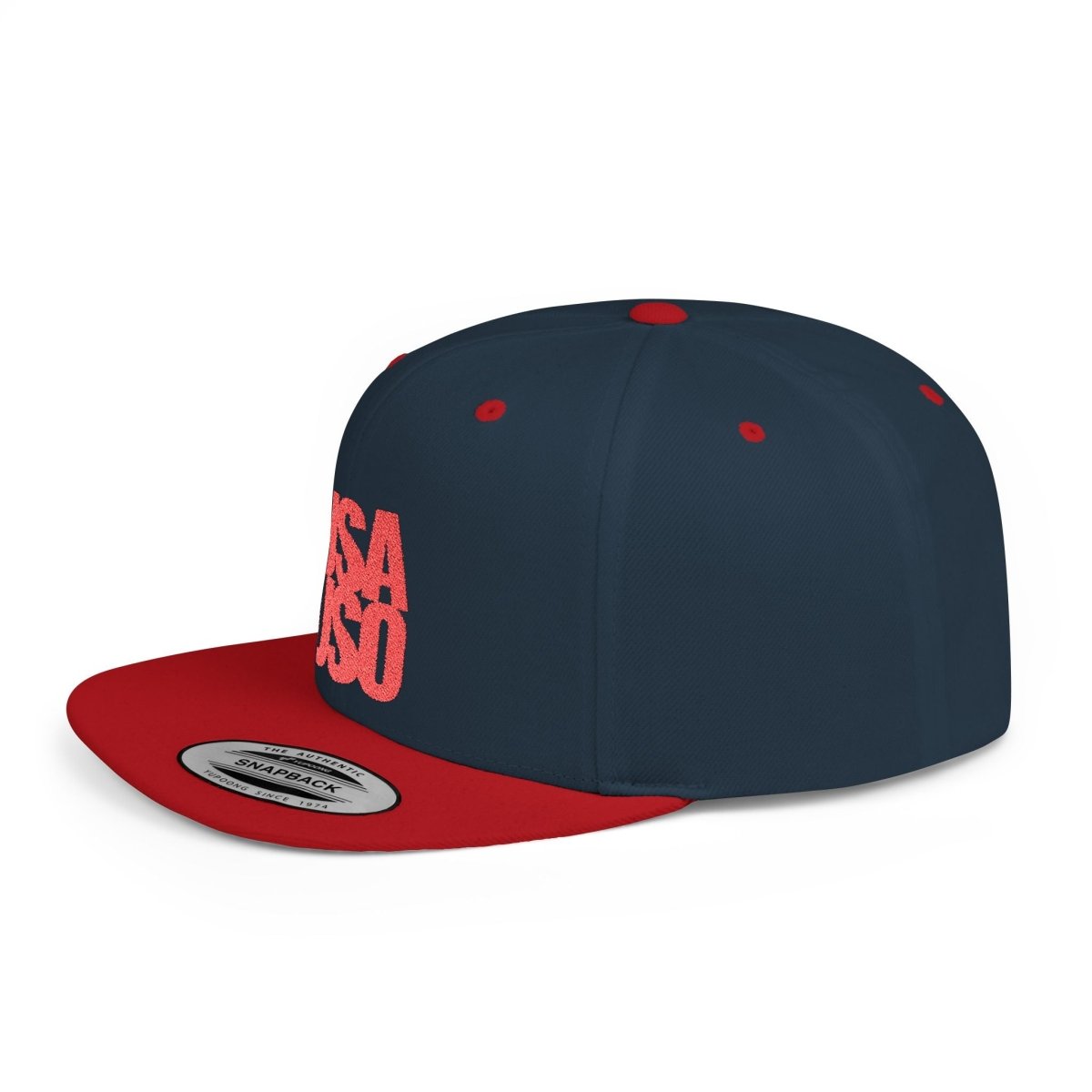 Black flat bill snapback hat by Fulfill Engine with red USA USO embroidery, one size fits most, casual style for men and women.